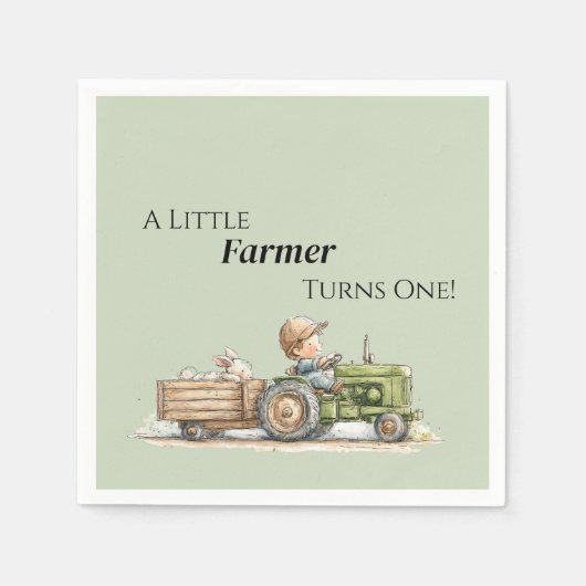 Little Tractor Farm Birthday スタンダードカクテルナプキン (正面)