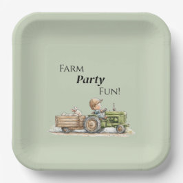 Little Tractor Farm Birthday ペーパープレート