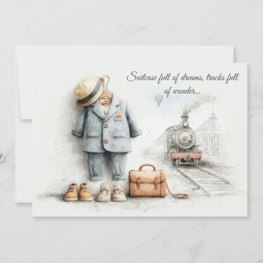 Little Train Lover - 1st Birthday Boy 招待状 (正面)