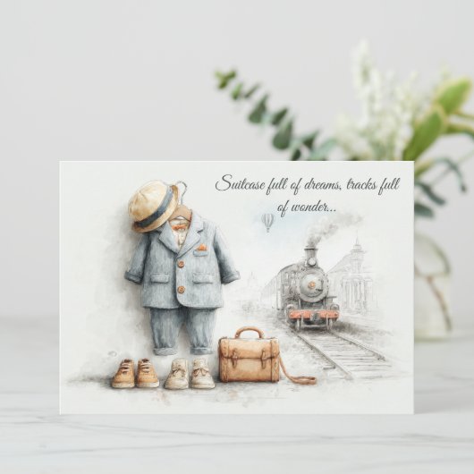 Little Train Lover - 1st Birthday Boy 招待状 (スタンド正面)