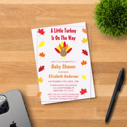 Little Turkey Baby Shower アクリル招待状 (インサイチュ (招待状))