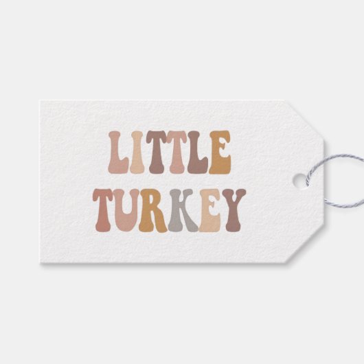 Little Turkey Fall Autumn Thanksgiving Baby ギフトタグ (正面(横))