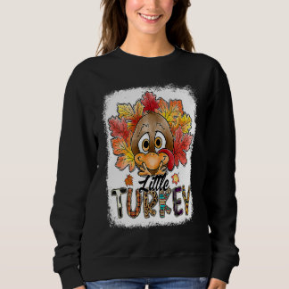 Little Turkey Fall Leaves Autumn Thanksgiving Wome スウェットシャツ