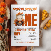 Little Turkey Gobble Thanksgiving 1st Birthday 招待状