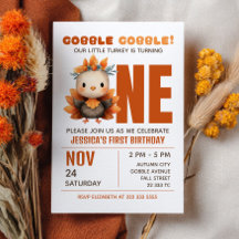 Little Turkey Gobble Thanksgiving 1st Birthday