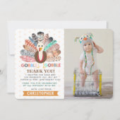 Little Turkey Thanksgiving Any Age誕生日写真 サンキューカード (正面)