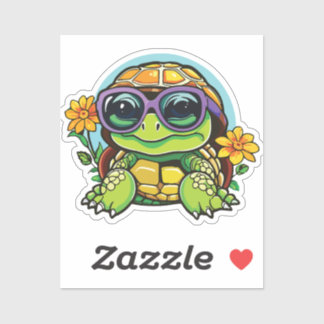 Little Turtle Sticker with Glasses - Smart Baby Tu シール