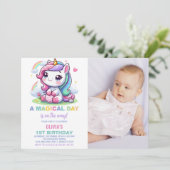 Little Unicorn誕生日招待状と写真 招待状 (スタンド正面)