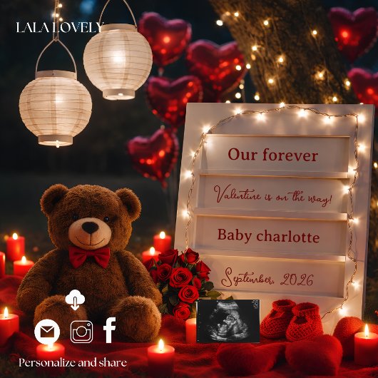 little Valentine Pregnancy Announcement Card 案内状