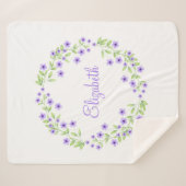 Little Violet Water Color Blomsリース シェルパブランケット (正面(横))