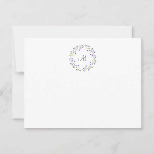 Little Violet Water Color Blomsリース ノートカード (正面)