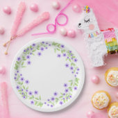 Little Violet Water Color Blomsリース ペーパープレート (パーティー)