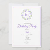 Little Violet Water Color Blomsリース 招待状 (正面)