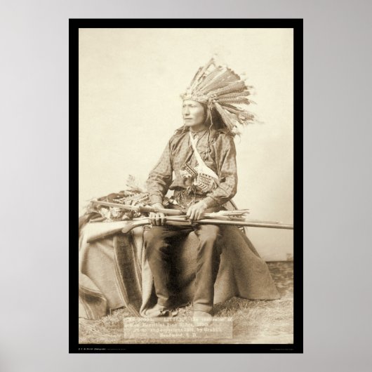 Little, Wearing Headdress at Wounded Knee SD 1890 ポスター (正面)