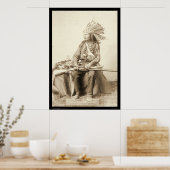 Little, Wearing Headdress at Wounded Knee SD 1890 ポスター (キッチン)