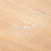 little white bow First Holy Communion アクリル招待状 (レイダウン)