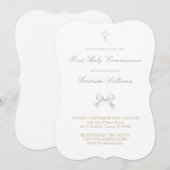 little white bow First Holy Communion 招待状 (正面/裏面)