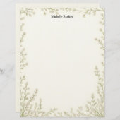 Little White Flowers Frame Stationery Paper レターヘッド (正面/裏面)