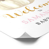 Little White Pumpkin Pink Floral Baby Shower ポスター (角)