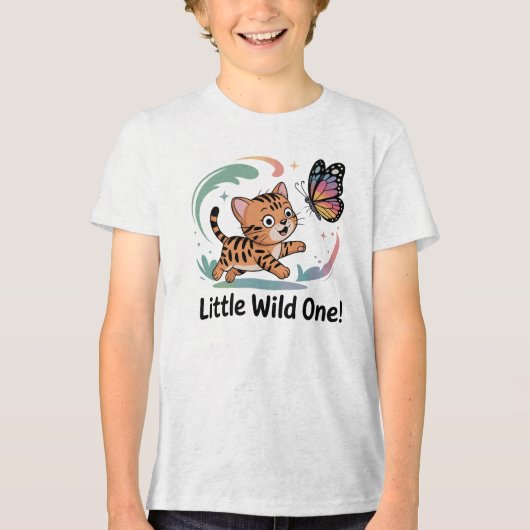 Little Wild One - Bengal Cat Chasing Butter トライブレンドTシャツ (正面)