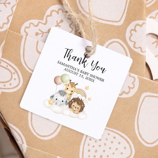 Little Wild One Cute Baby Shower Square フェイバータグ