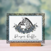 Little Wild One Diaper Raffle Boy Baby Shower Sign アクリルサイン (ニュートラル)