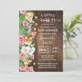 Little Wild One Rustic Safari Pink Baby Shower 招待状 (スタンド正面)