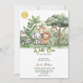 Little Wild One Safari Animals Watercolor 招待状 (正面)