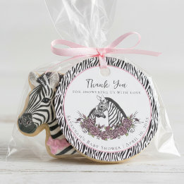 Little Wild One Zebra Baby Shower Safari Thank You フェイバータグ