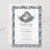 Little Wild One Zebra Safari Baby Shower Party 招待状 (正面)