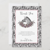 Little Wild One Zebra Safari Baby Shower Photo サンキューカード (正面)