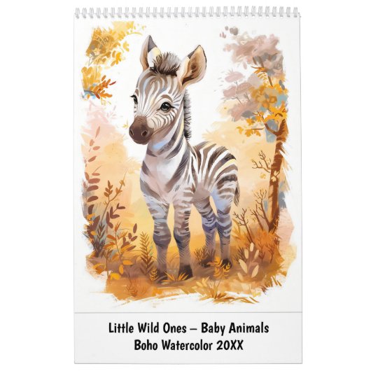 Little Wild Ones – Baby Animals in Boho Watercolor カレンダー (カバー)