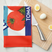 Little Wildcat Tomattomates crateラベル キッチンタオル (四つ折り)