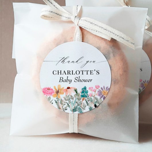 Little Wildflower赤ちゃんシャワーありがとう ラウンドシール