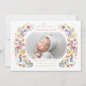 Little Wildflower Baby Girl Birth発表 招待状 (正面)