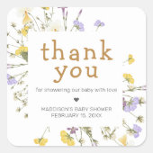 Little Wildflower Baby Shower スクエアシール (正面)