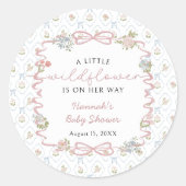 Little Wildflower Baby Shower  ラウンドシール (正面)