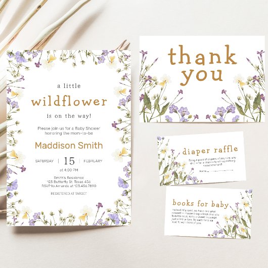 Little Wildflower Baby Shower 招待状