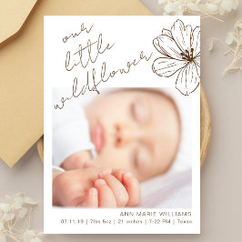 Little Wildflower Beige Handwritten Baby Shower サンキューカード