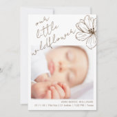 Little Wildflower Beige Handwritten Baby Shower サンキューカード (正面)