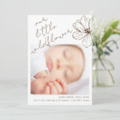 Little Wildflower Beige Handwritten Baby Shower サンキューカード (スタンド正面)
