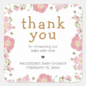 Little Wildflower Boho Baby Shower スクエアシール (正面)