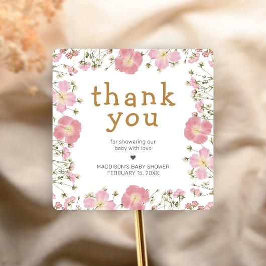 Little Wildflower Boho Baby Shower スクエアシール