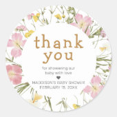 Little Wildflower Boho Baby Shower ラウンドシール (正面)