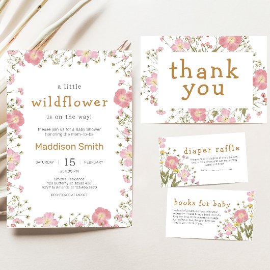 Little Wildflower  Boho Baby Shower 招待状
