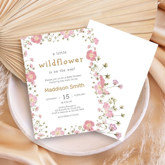 Little Wildflower  Boho Baby Shower 招待状