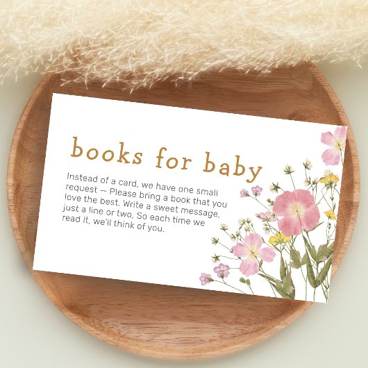 Little Wildflower Boho Baby Shower Books for Baby エンクロージャーカード