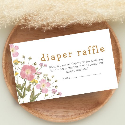 Little Wildflower Boho Baby Shower Diaper Raffle エンクロージャーカード