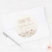 Little Wildflower Boho Baby Shower Thank You ラウンドシール (封筒)