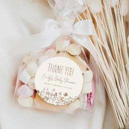 Little Wildflower Boho Baby Shower Thank You ラウンドシール